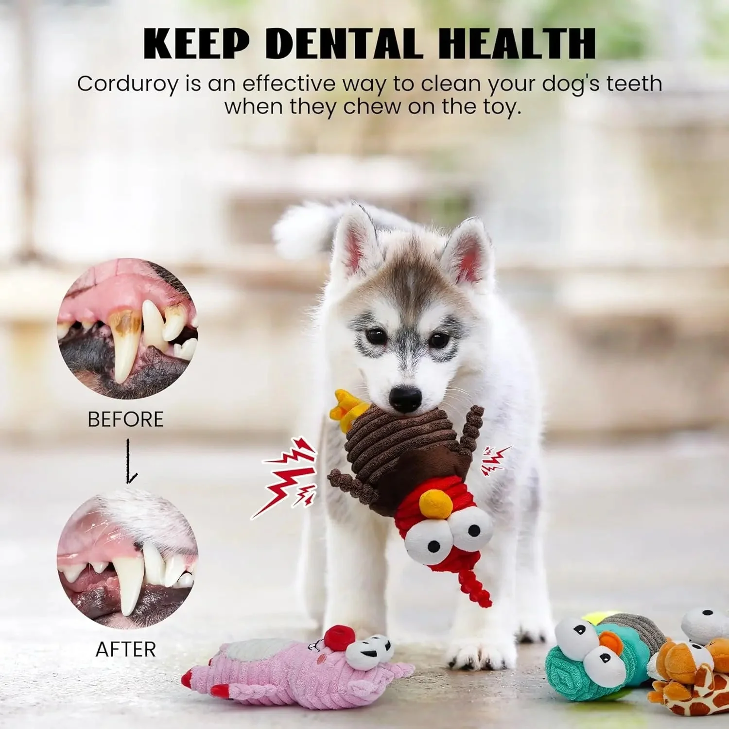 5-Pack Squeaky Dog Toys, Durable Plush Critter Set for Small to Large Dogs - Image 7