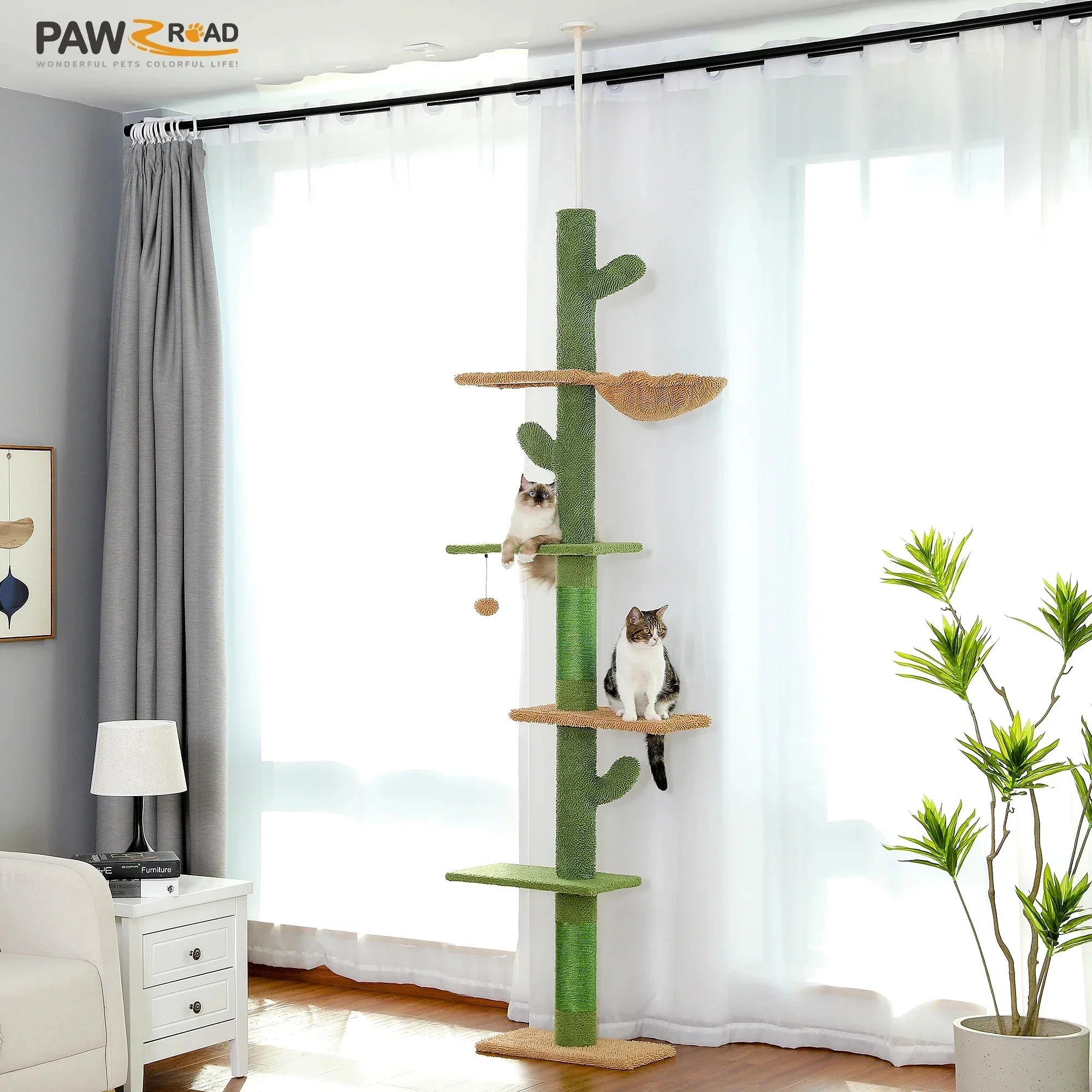 5 Tier Cat Tree Tower with Scratching Posts & Hammock - Image 2