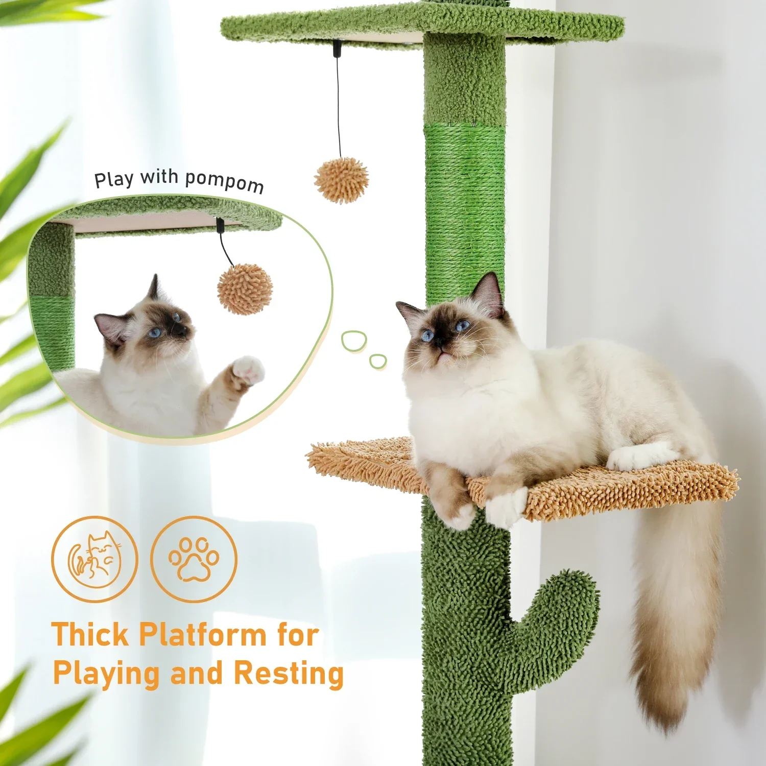 5 Tier Cat Tree Tower with Scratching Posts & Hammock - Image 6