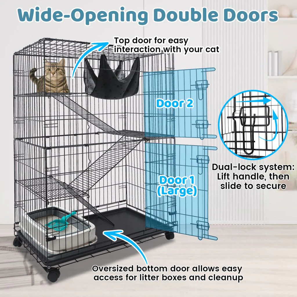 50 Inch 4-Tier Cat Cage C01 - Image 3