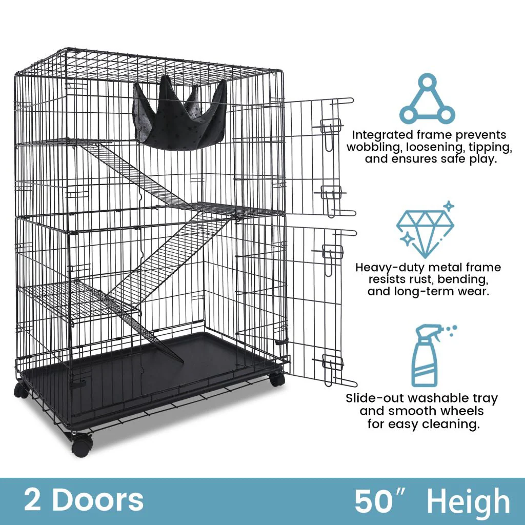 50 Inch 4-Tier Cat Cage C01 - Image 9