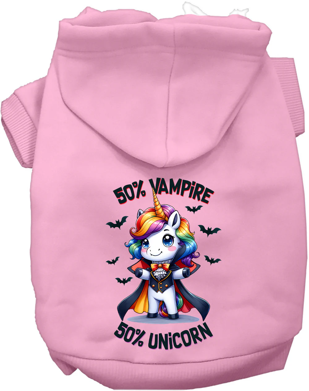 50 Percent Vampire and Unicorn Halloween Pet Hoodie - Image 4