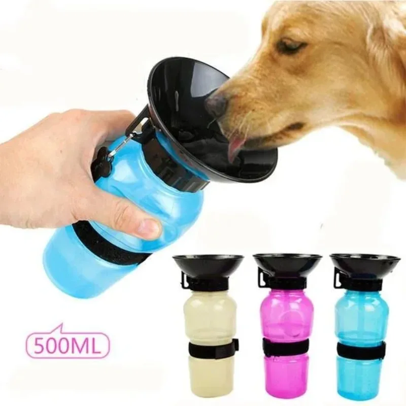 500ml Outdoor Portable Pet Water Bottle – Leakproof Dog & Cat Travel Cup with Drinking Bowl Feeder - Image 2