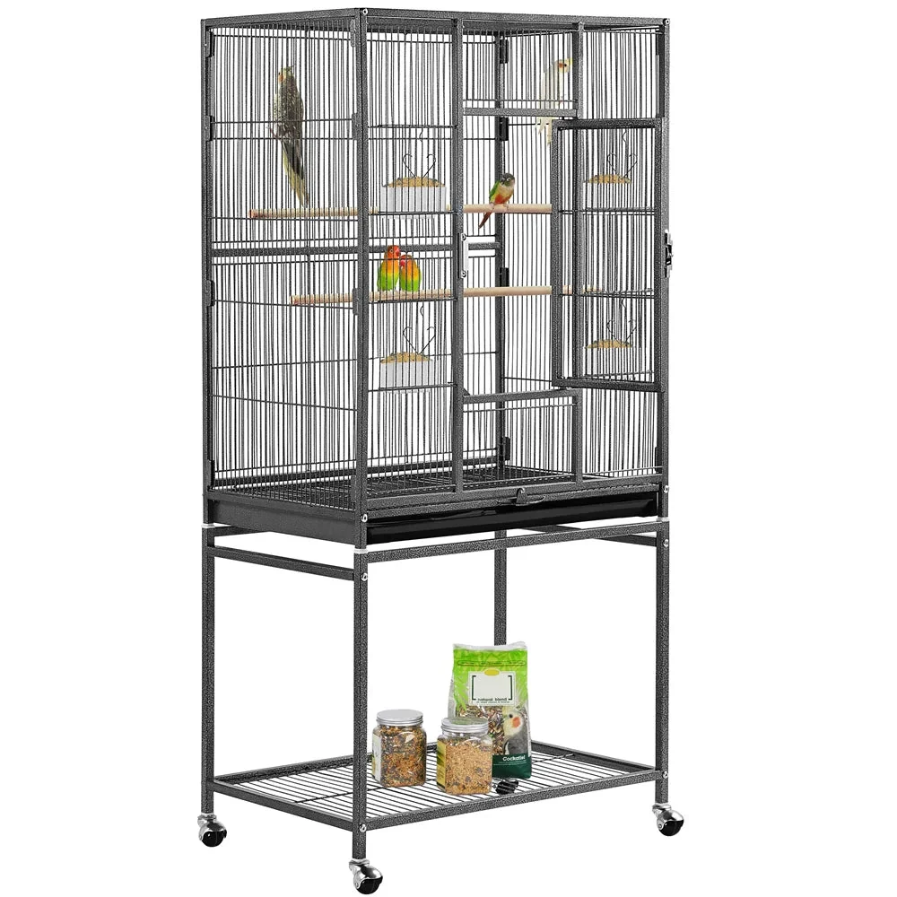 53.7'' H Rolling Bird Cage W/ Stand for Conures Parakeets Cockatiels,Black - Image 2