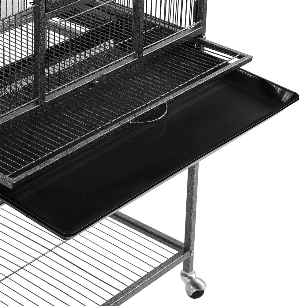 53.7'' H Rolling Bird Cage W/ Stand for Conures Parakeets Cockatiels,Black - Image 4