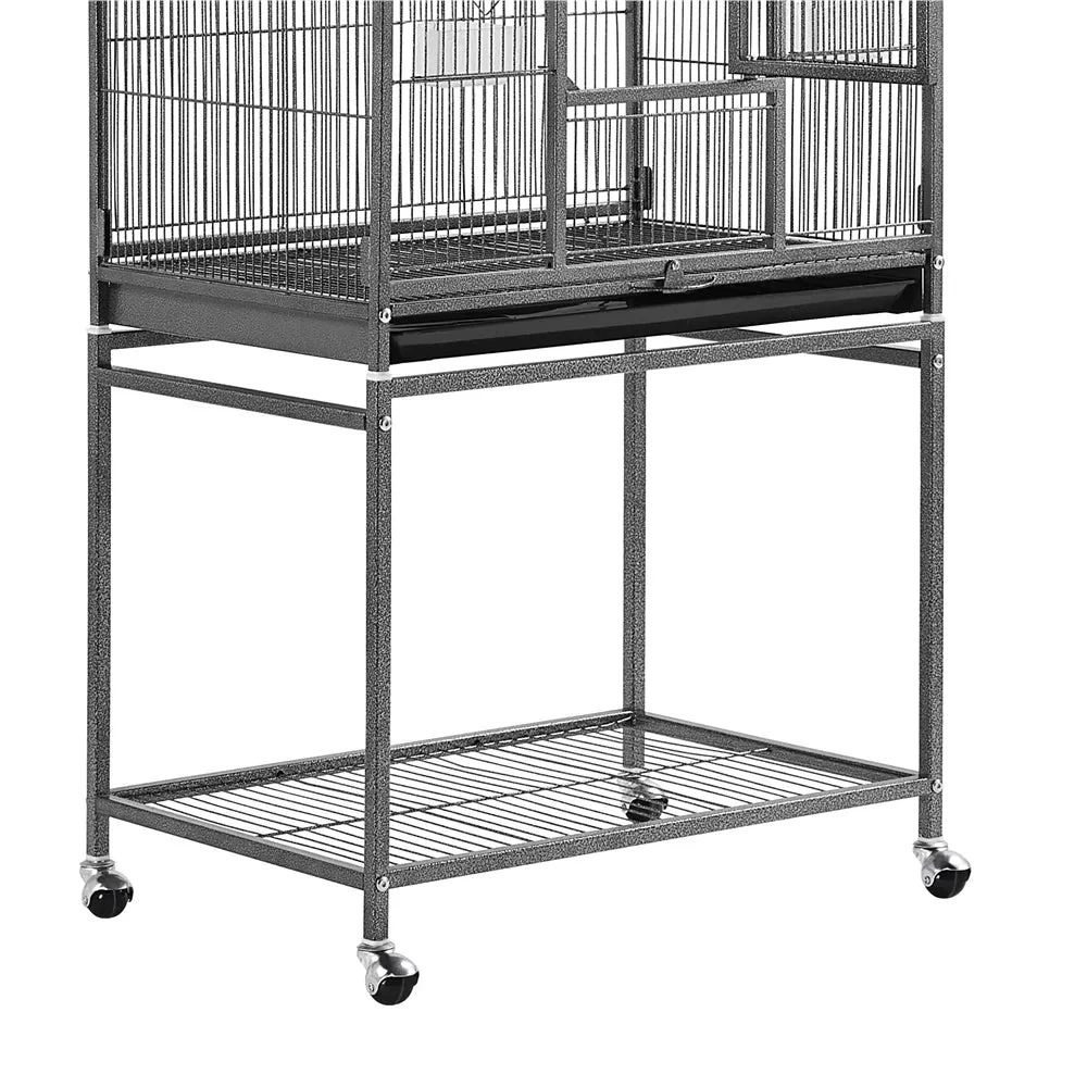 53.7'' H Rolling Bird Cage W/ Stand for Conures Parakeets Cockatiels,Black - Image 5