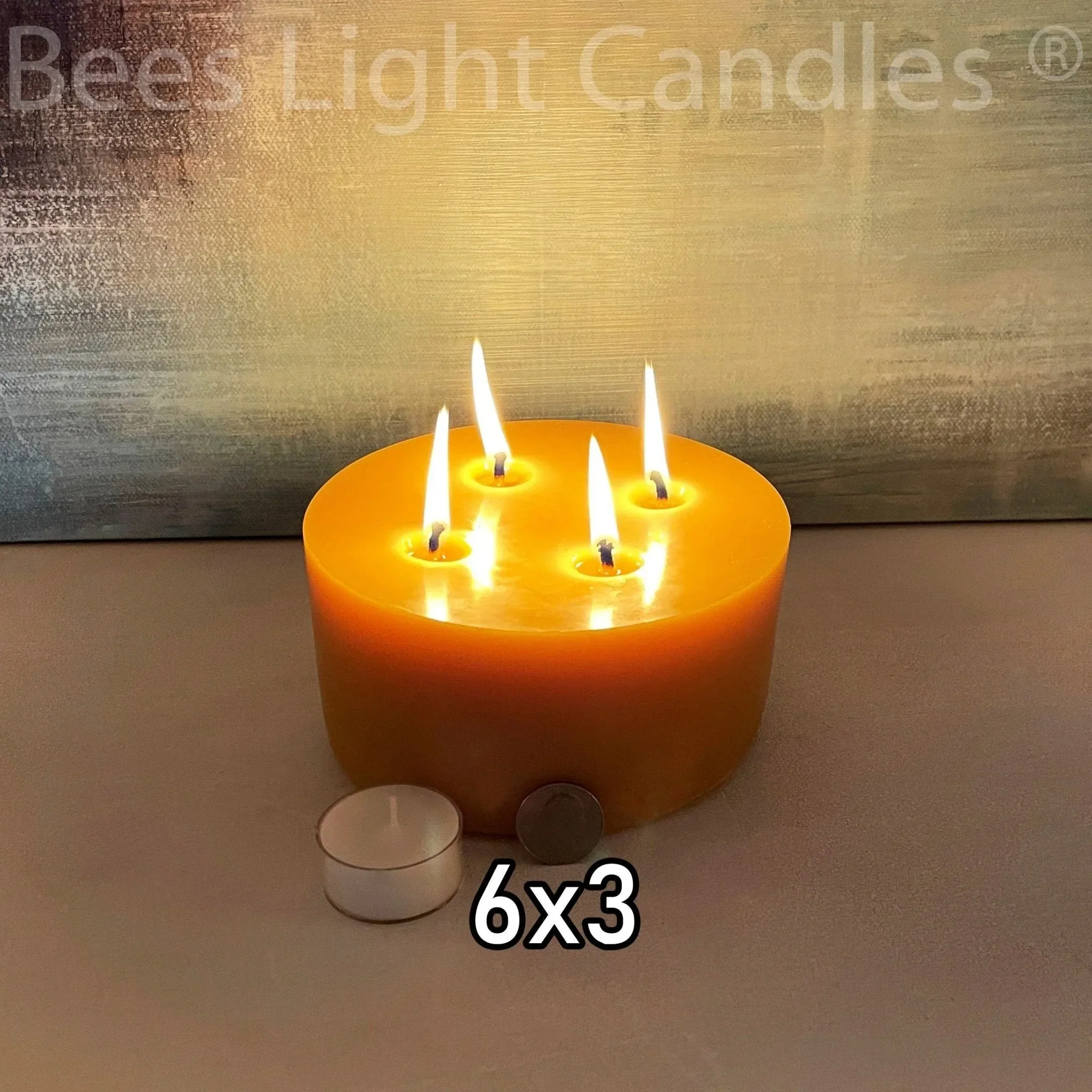 6 Inch Wide Large Beeswax Pillars | Set of 3 Candles 6x3+6x4+6x5 - Image 2
