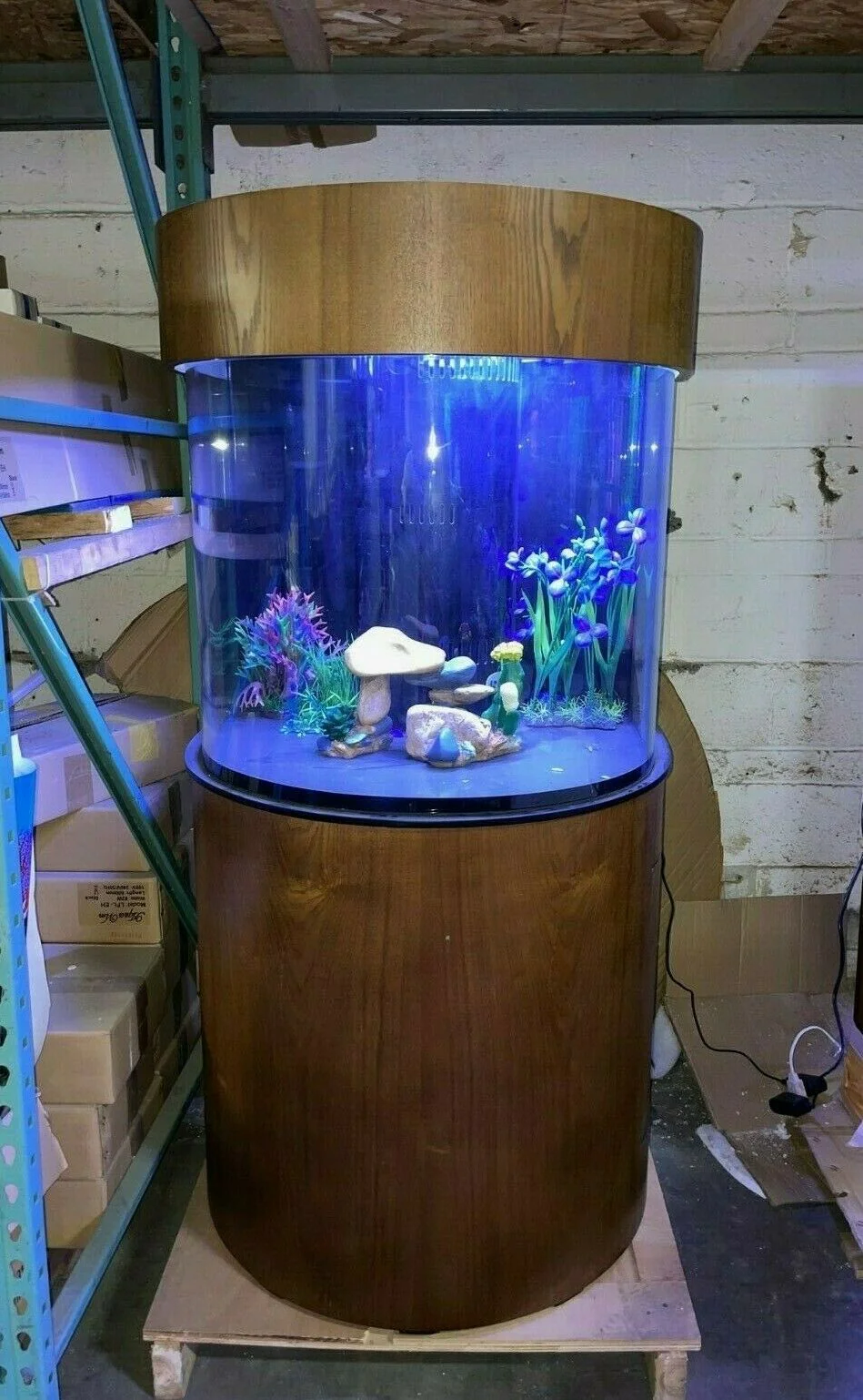 60 Gallon Half Round (Flat Sides) Reef-Ready Aquarium with Stand, Deep Oak - Image 2