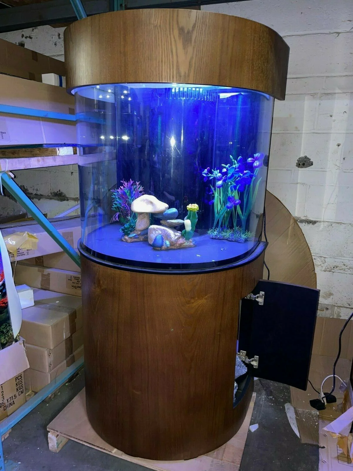 60 Gallon Half Round (Flat Sides) Reef-Ready Aquarium with Stand, Deep Oak - Image 3