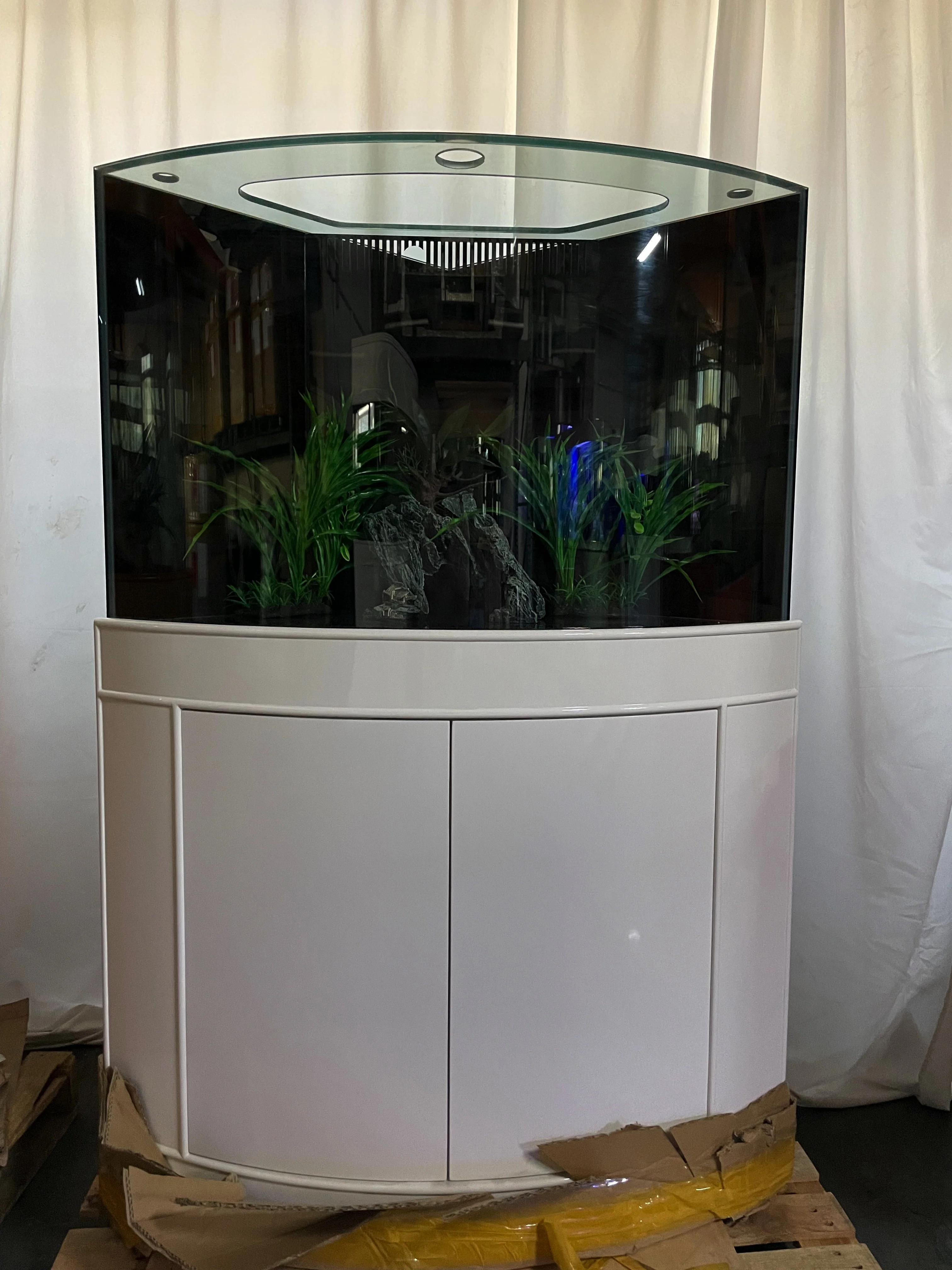 66 gallon GLASS corner bow front aquarium fish tank set NEW! - Image 2