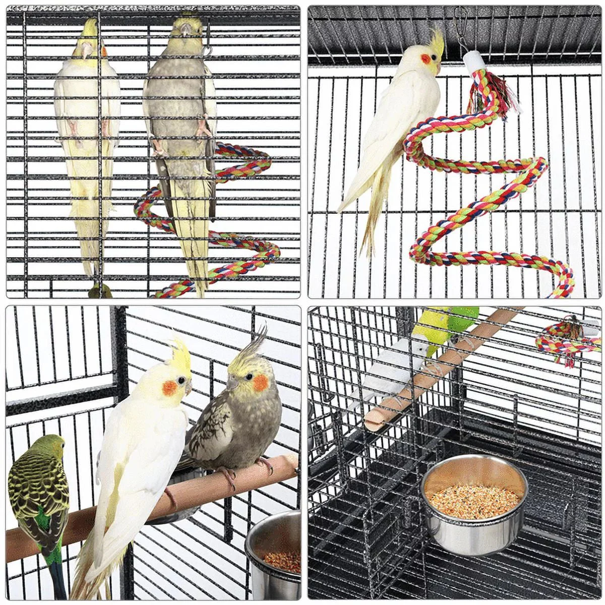 68.5'' H Metal Rolling Bird Cage Parrot Cage,Black - Image 4