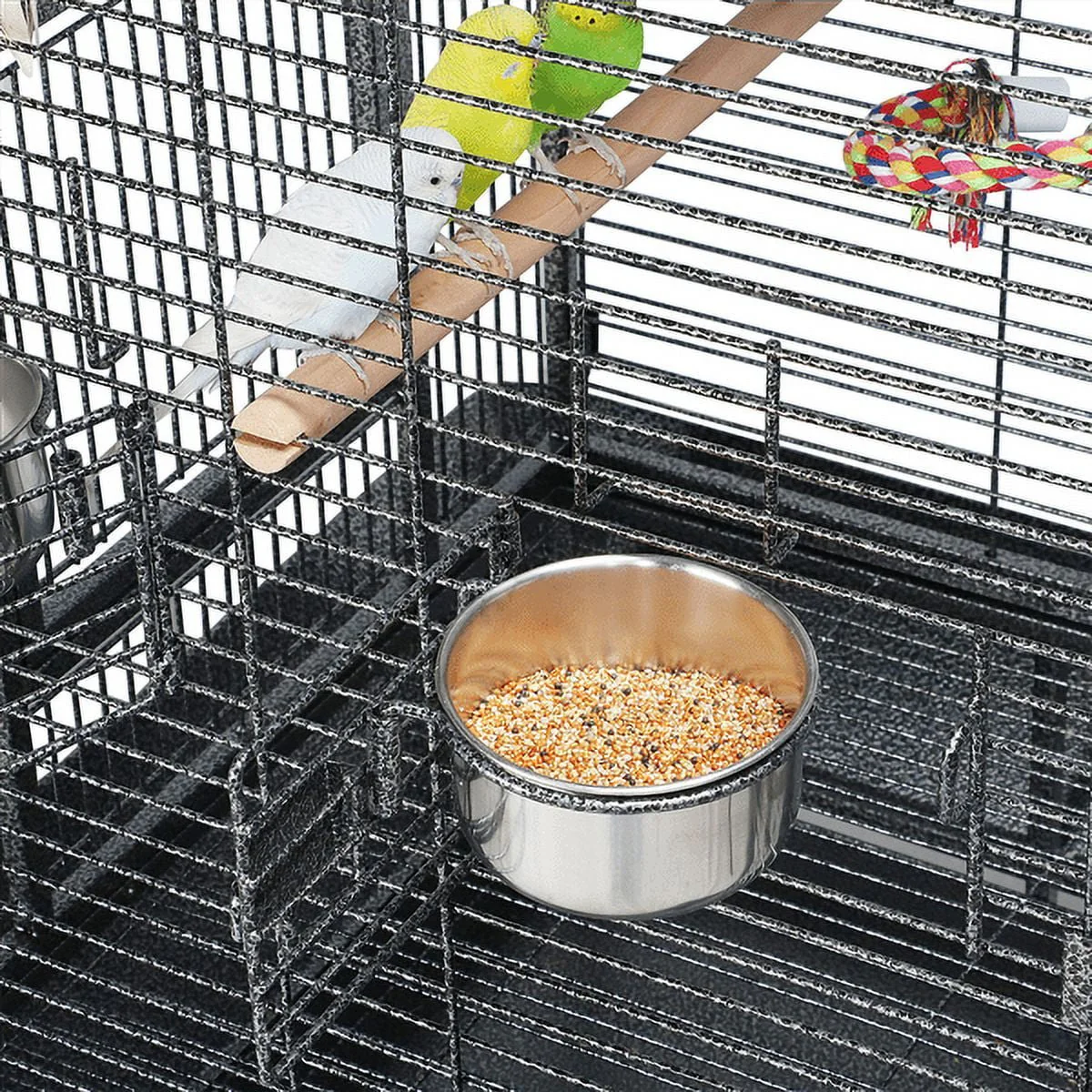 68.5'' H Metal Rolling Bird Cage Parrot Cage,Black - Image 6