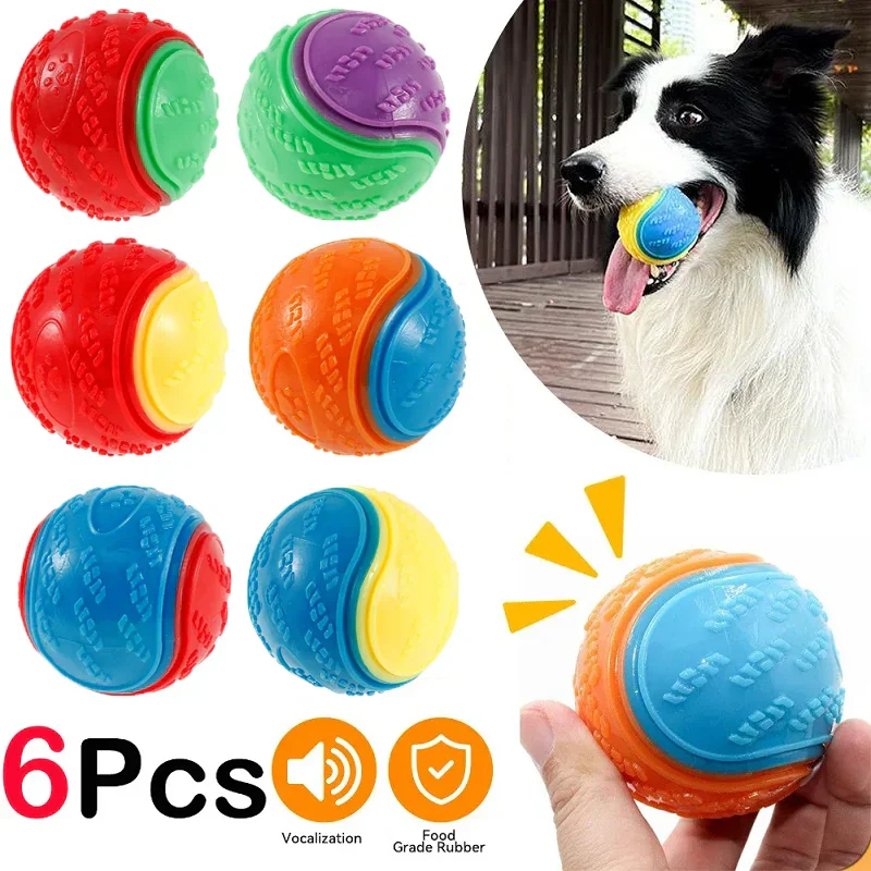 6Pcs Squeaky Dog Balls – Interactive Chew Toys for Dogs - Image 2