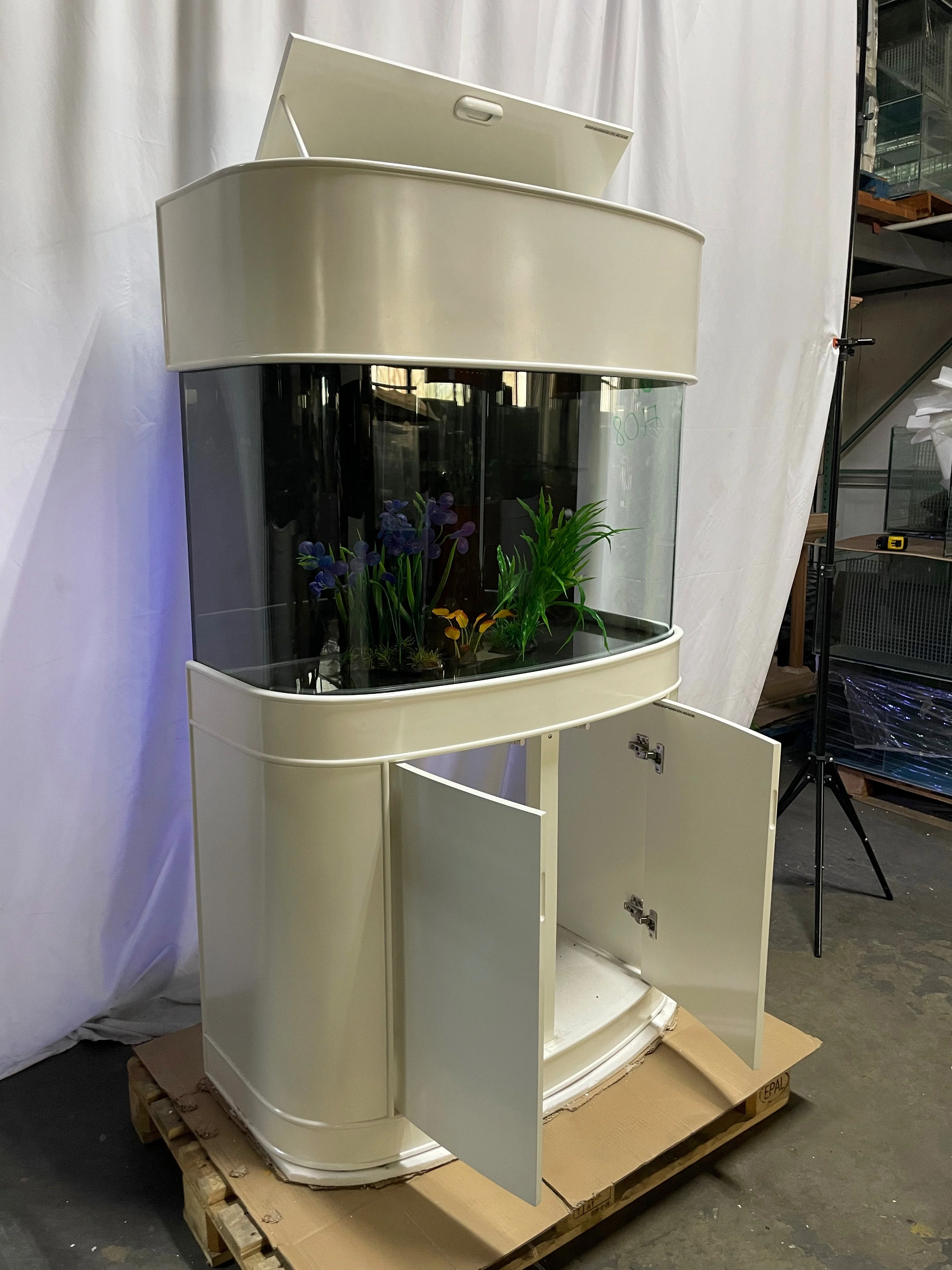 70 gallon GLASS bow front aquarium fish tank set display model - Image 3