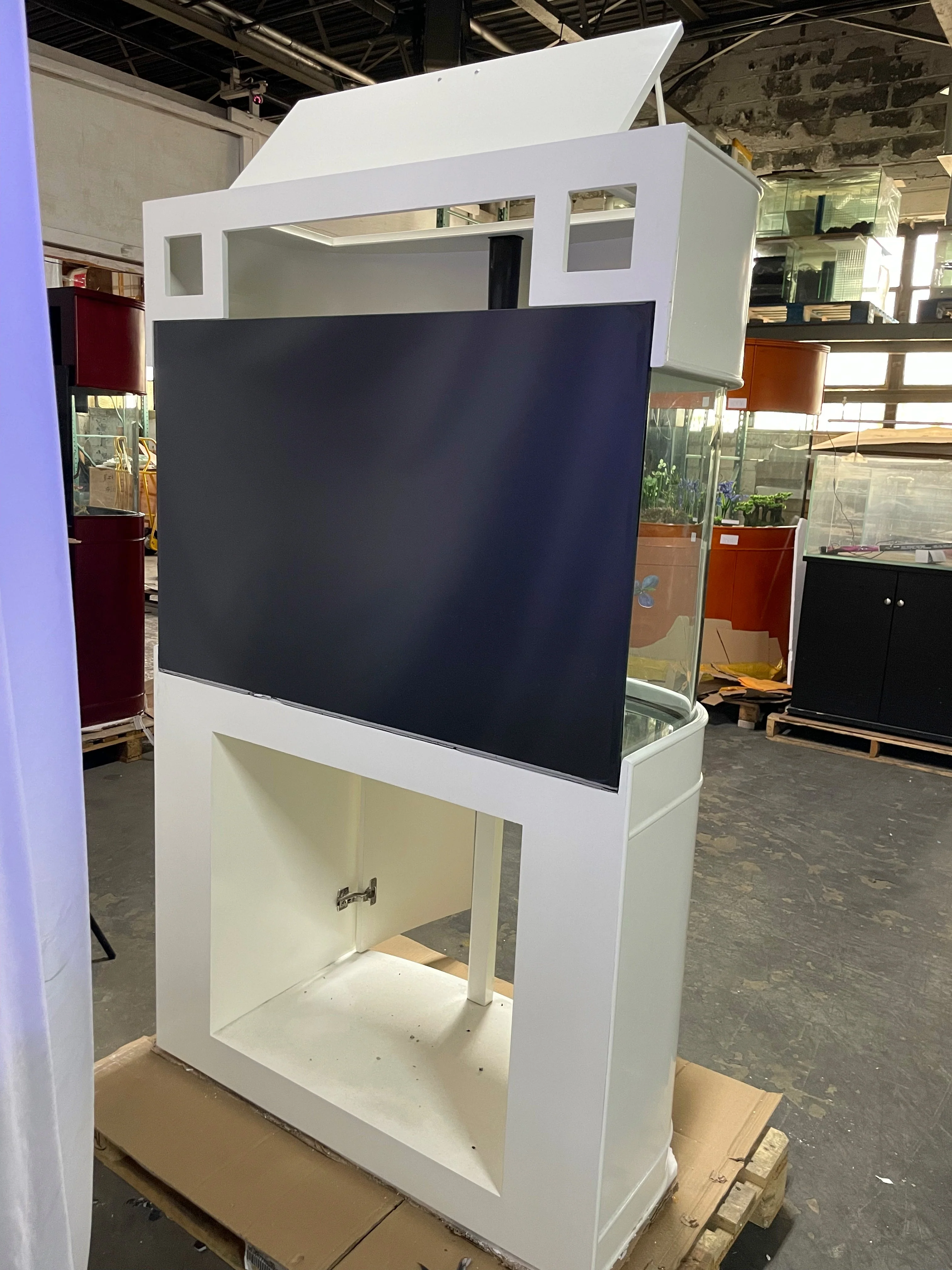 70 gallon GLASS bow front aquarium fish tank set display model - Image 6