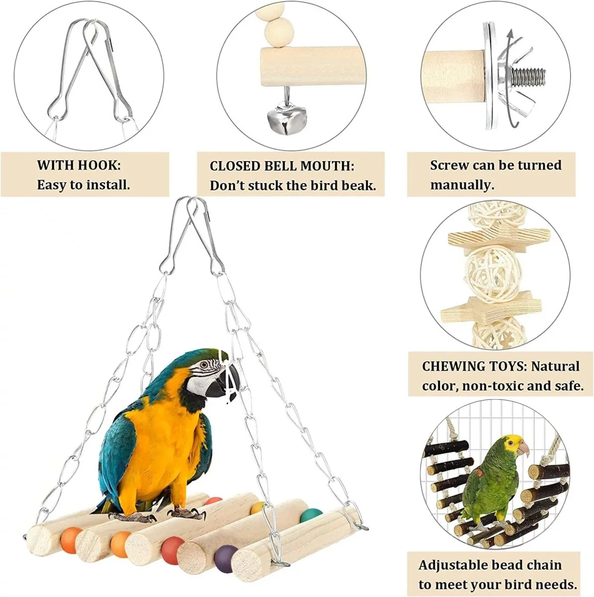 8 Pack Bird Toys for Cage Accessories - Image 2