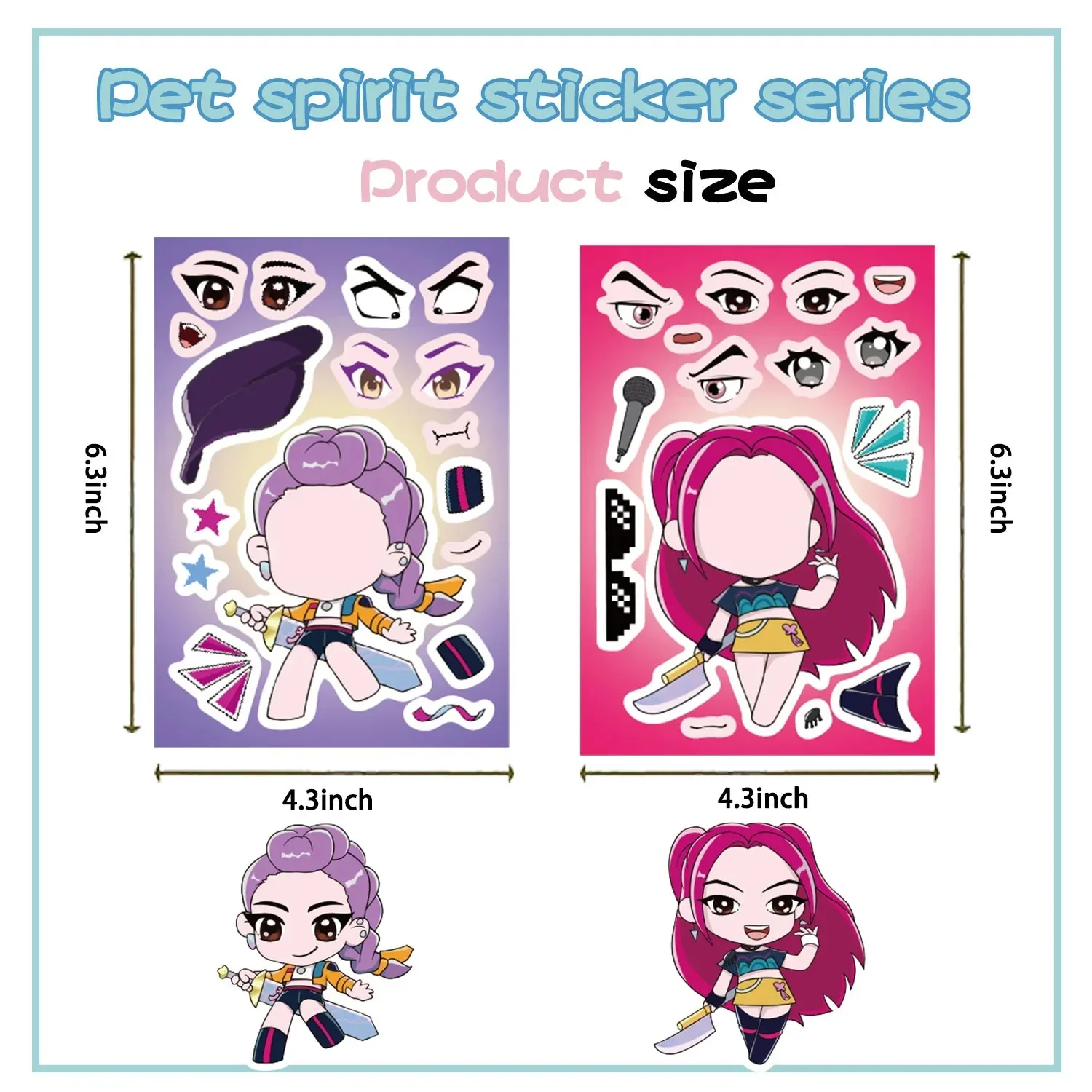 8Sheets Children DIY Puzzle Sticker Games K-POP DEMON HUNTERS Make A Face Funny Assemble Jigsaw Stickers Kids Educational Toys - Image 4
