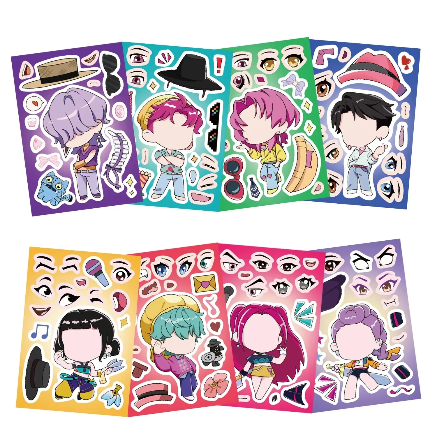 8Sheets Children DIY Puzzle Sticker Games K-POP DEMON HUNTERS Make A Face Funny Assemble Jigsaw Stickers Kids Educational Toys - Image 6