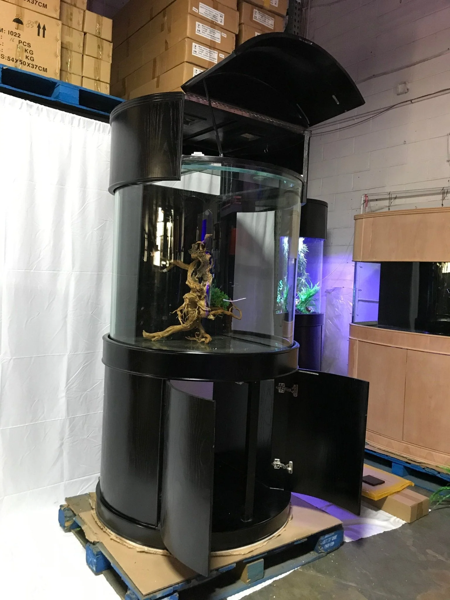 90 Gallon 3/4 Cylinder Glass Reef-Ready Aquarium Set in Abyss Black - Image 2