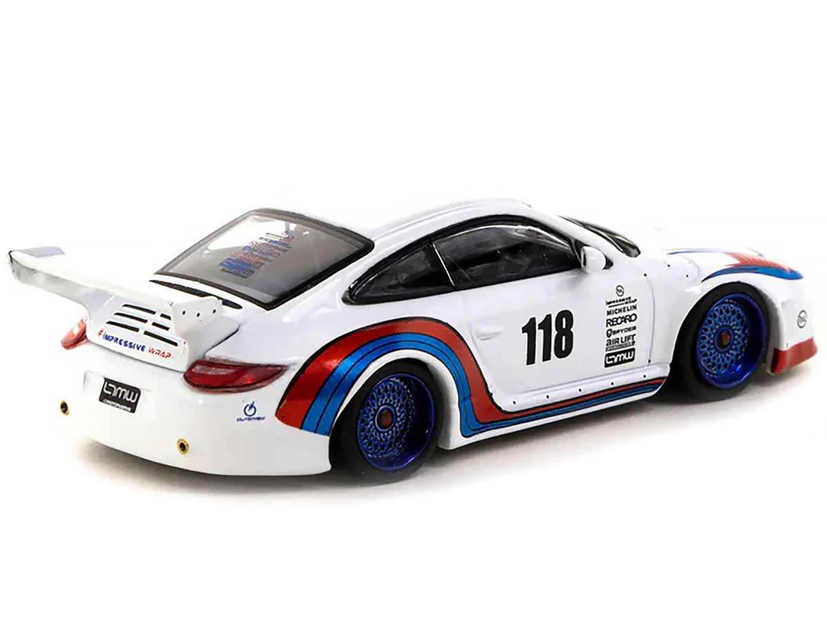997 Old & New Body Kit #118 White with Red and Blue Stripes "Spyder" "Hobby64" Series 1/64 Diecast Model Car by Tarmac Works - Image 2