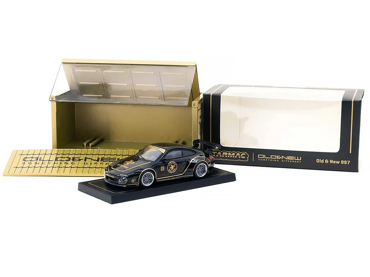 997 Old & New Body Kit #23 Black with Gold Graphics "John Player Special" "Hobby64" Series 1/64 Diecast Model Car by Tarmac Works - Image 2