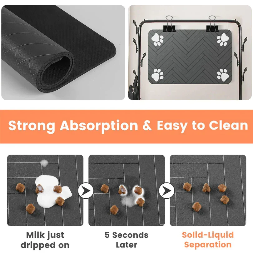 Absorbent Pet Feeding Mat with Waterproof Backing for Dogs & Cats - Image 3
