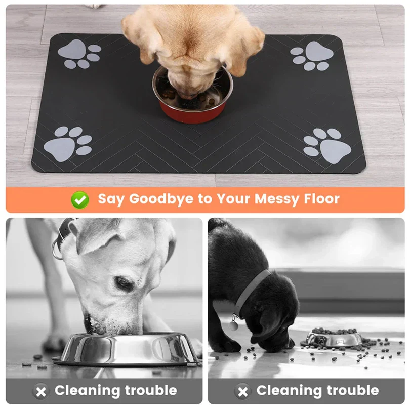 Absorbent Pet Feeding Mat with Waterproof Backing for Dogs & Cats - Image 4