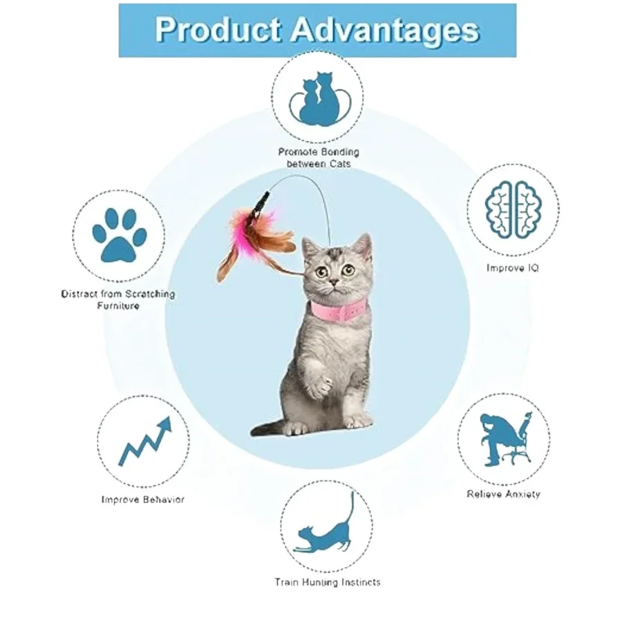 Adjustable Cat Collar Feather Teaser Toy with Bell - Image 2