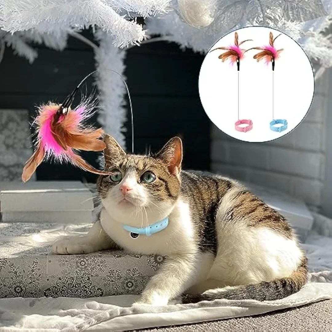 Adjustable Cat Collar Feather Teaser Toy with Bell - Image 4