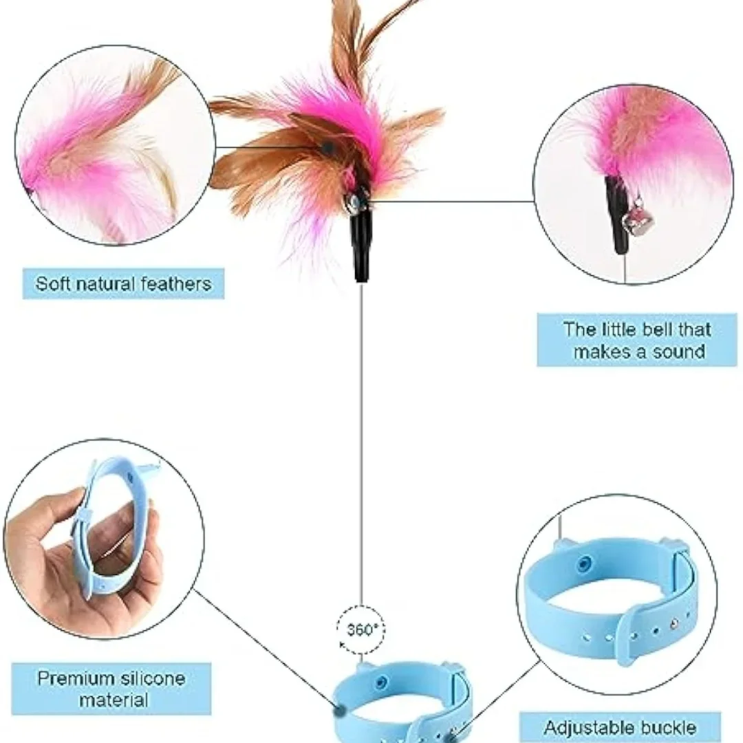 Adjustable Cat Collar Feather Teaser Toy with Bell - Image 5