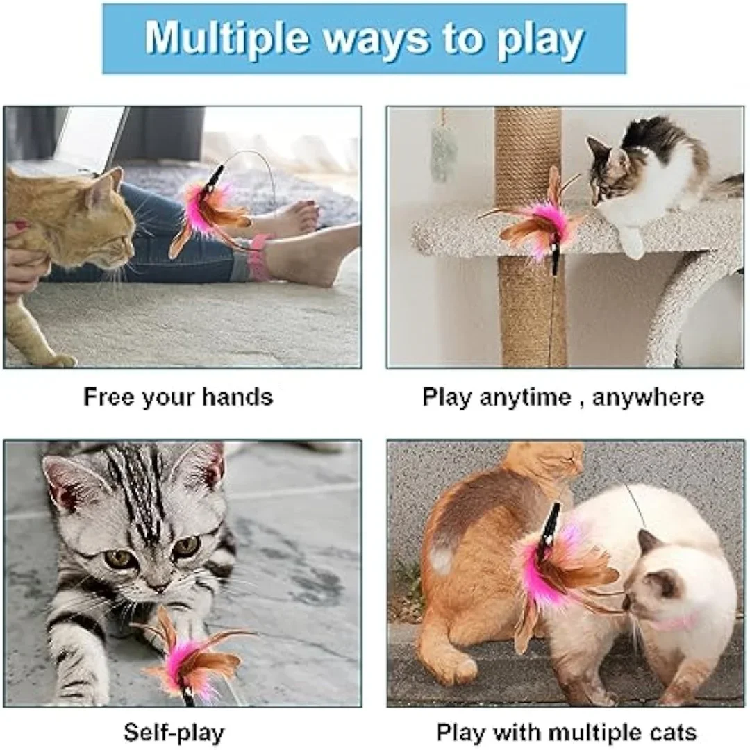 Adjustable Cat Collar Feather Teaser Toy with Bell - Image 6