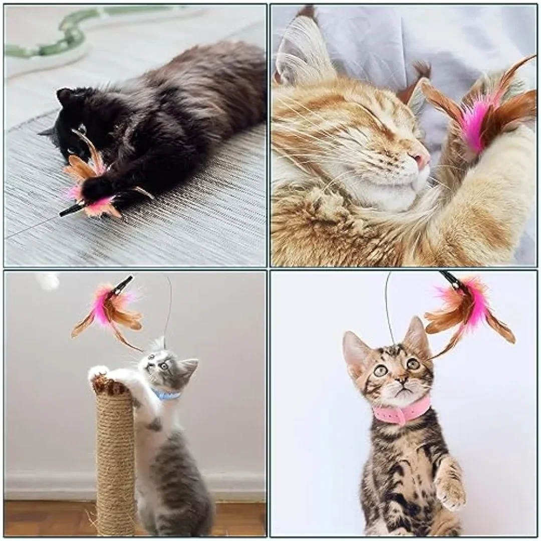 Adjustable Cat Collar Feather Teaser Toy with Bell - Image 7