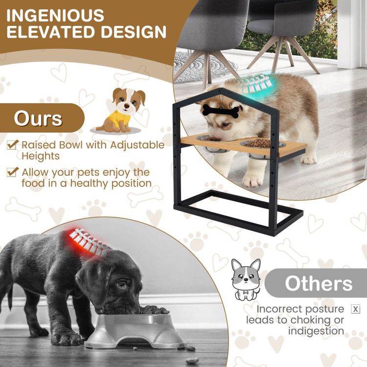 Adjustable Elevated Dog Feeder with 5 Height Settings - Premium Raised Pet Feeding Station with 2 Large Stainless Steel Bowls - Image 5