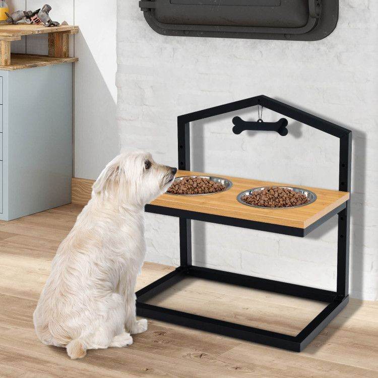 Adjustable Elevated Dog Feeder with 5 Height Settings - Premium Raised Pet Feeding Station with 2 Large Stainless Steel Bowls - Image 6