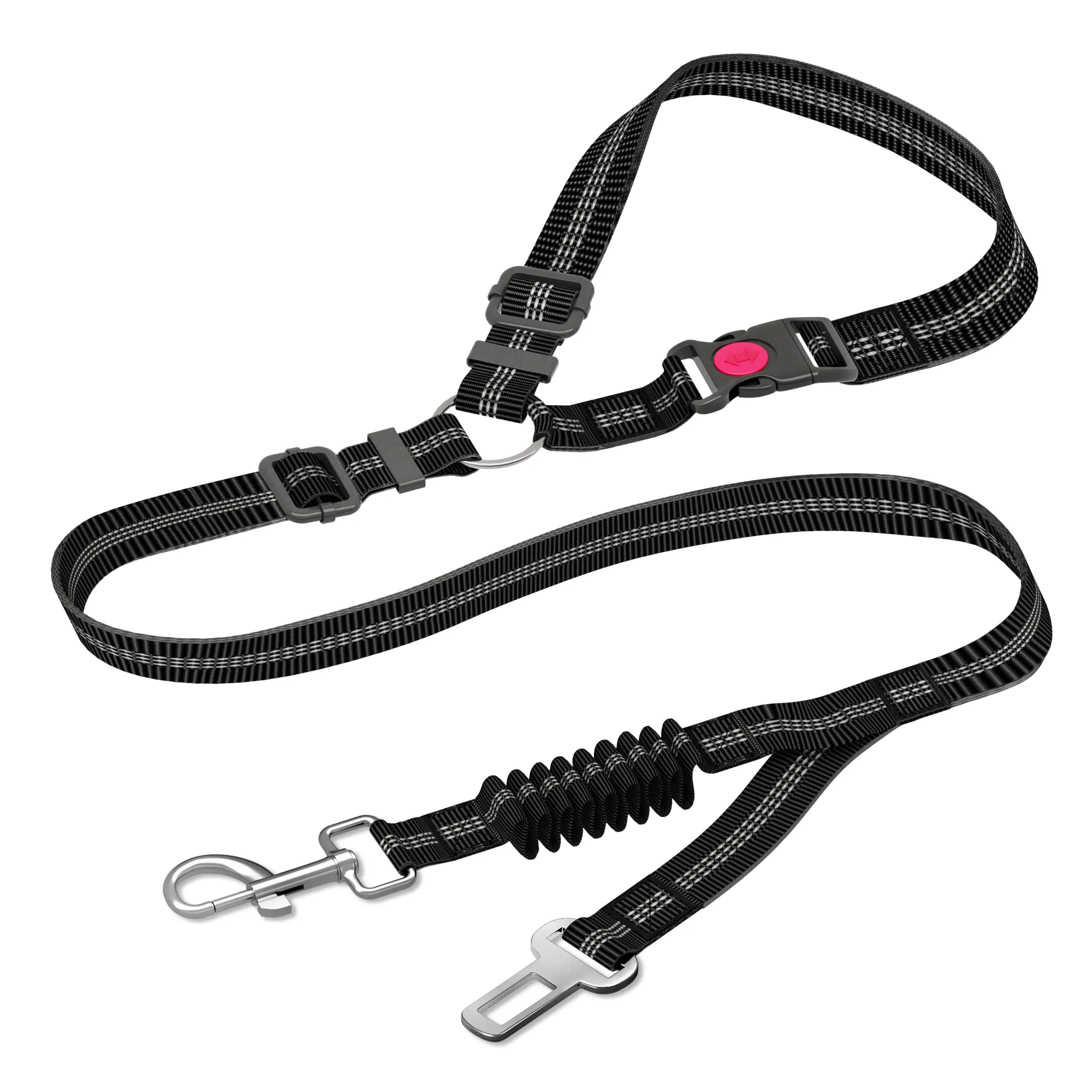Adjustable Heavy-Duty Dog Car Seat Belt – Striped Nylon Safety Leash for Large Dogs - Image 3