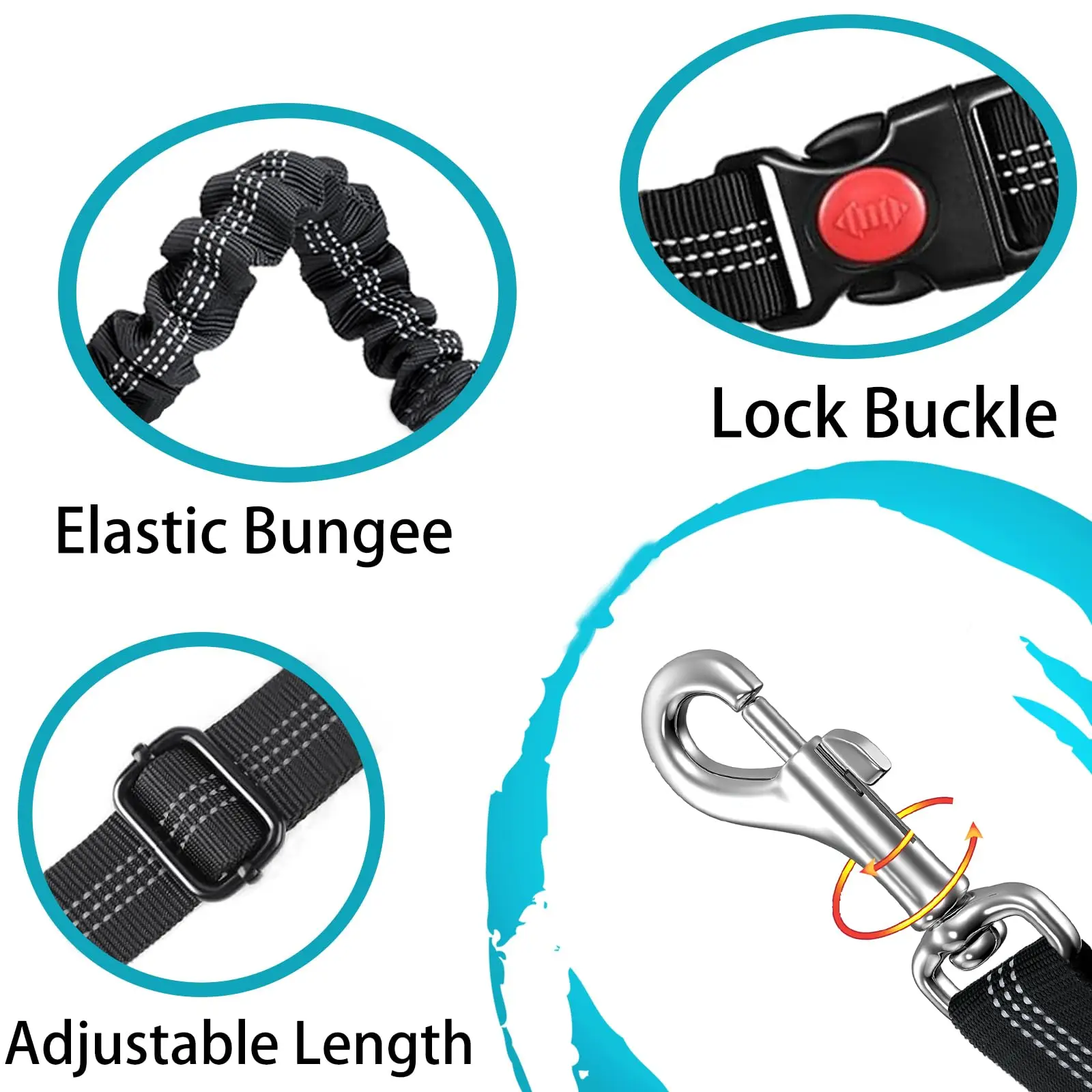 Adjustable Heavy-Duty Dog Car Seat Belt – Striped Nylon Safety Leash for Large Dogs - Image 4
