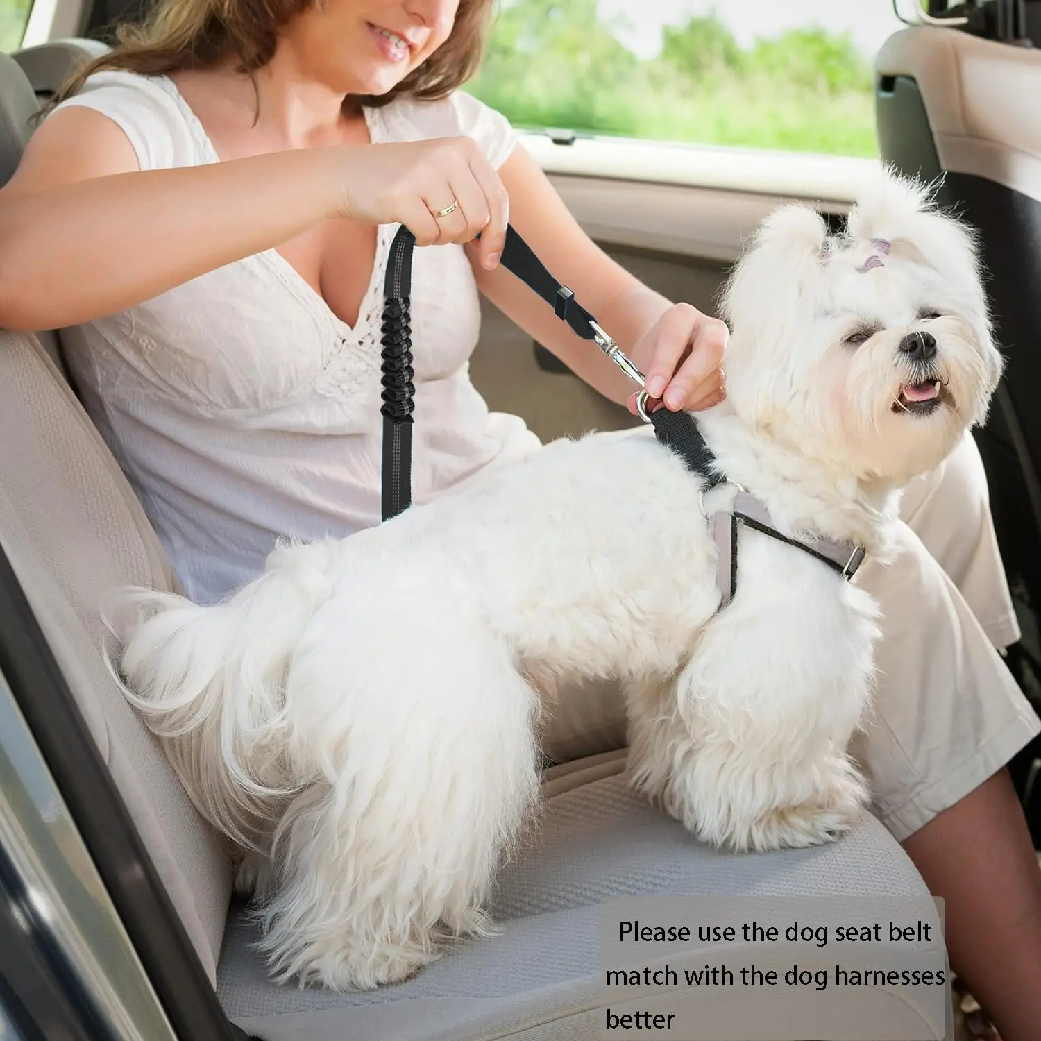 Adjustable Heavy-Duty Dog Car Seat Belt – Striped Nylon Safety Leash for Large Dogs - Image 7