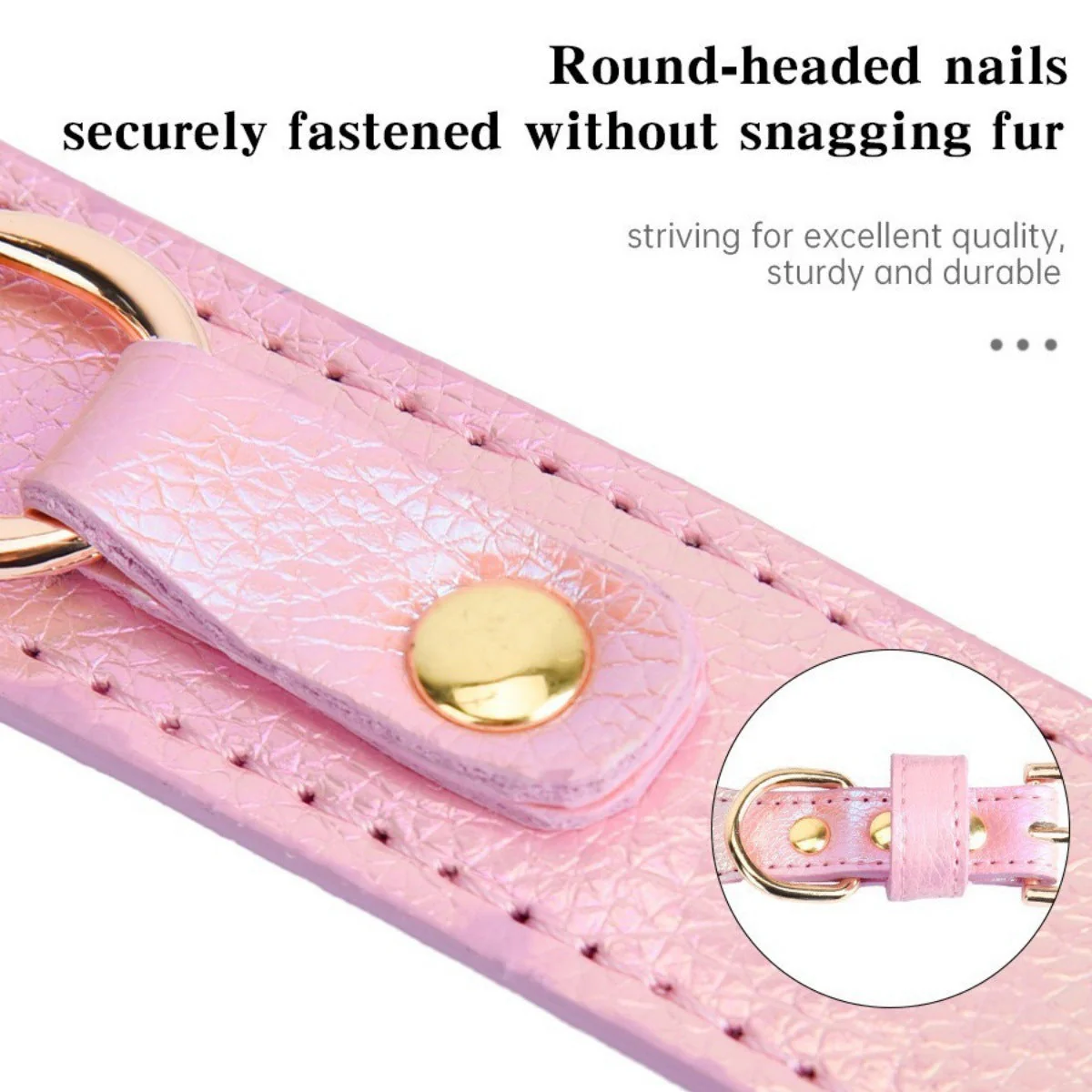 Adjustable PU Leather Dog Collar with Crystal Heart Charm - Image 5