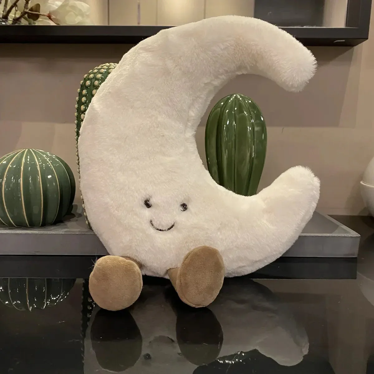 Adorable Smile Face White Moon Yellow Sun Plushie Stuffed Cute Cartoon Weather Plush Toy for Kid Bedroom Decor Sofa Throw Pillow - Image 7