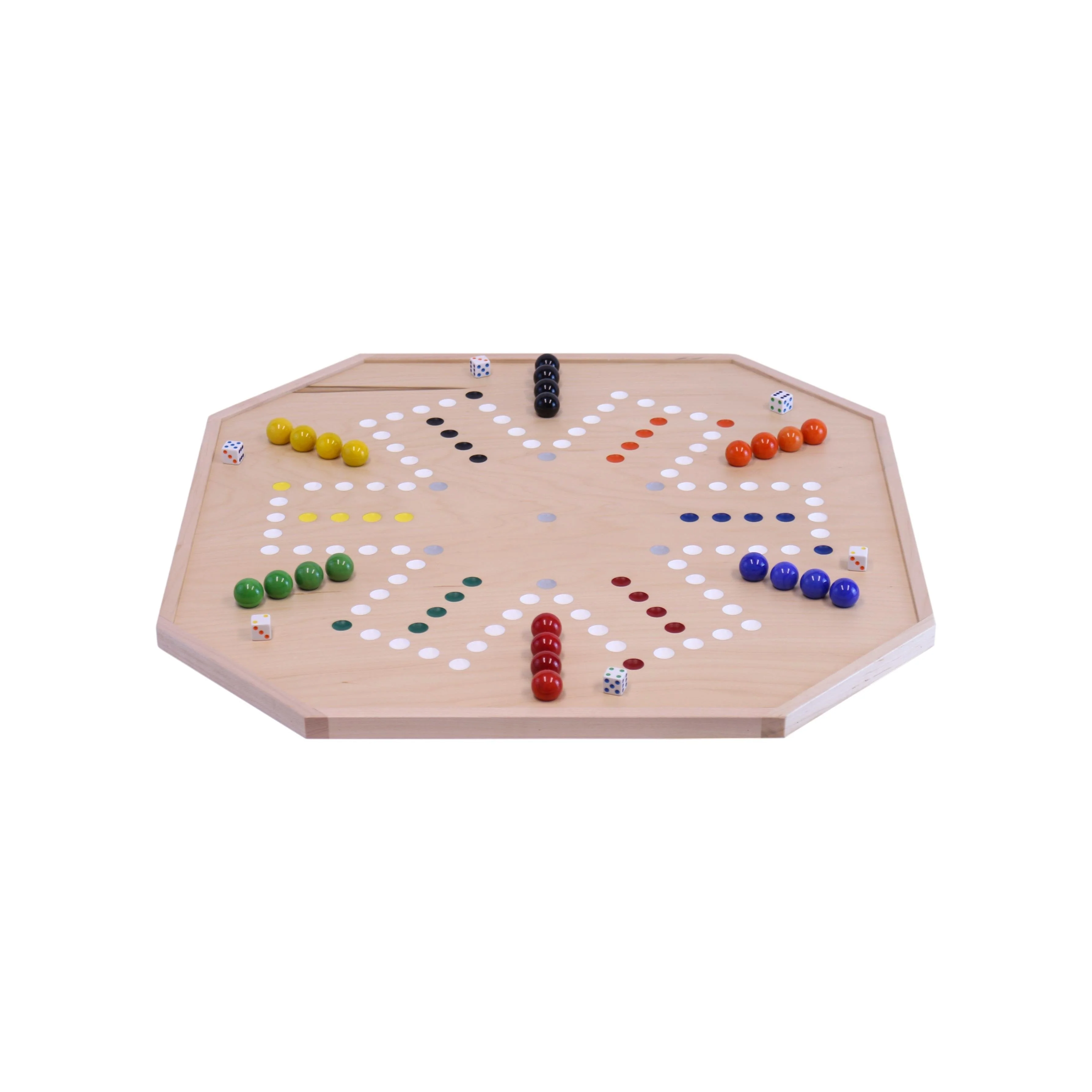 Aggravation and Chinese Checkers Combo Game Board Set - 25" Wide - Maple Wood - with Large 1" Marbles and Dice - Image 2
