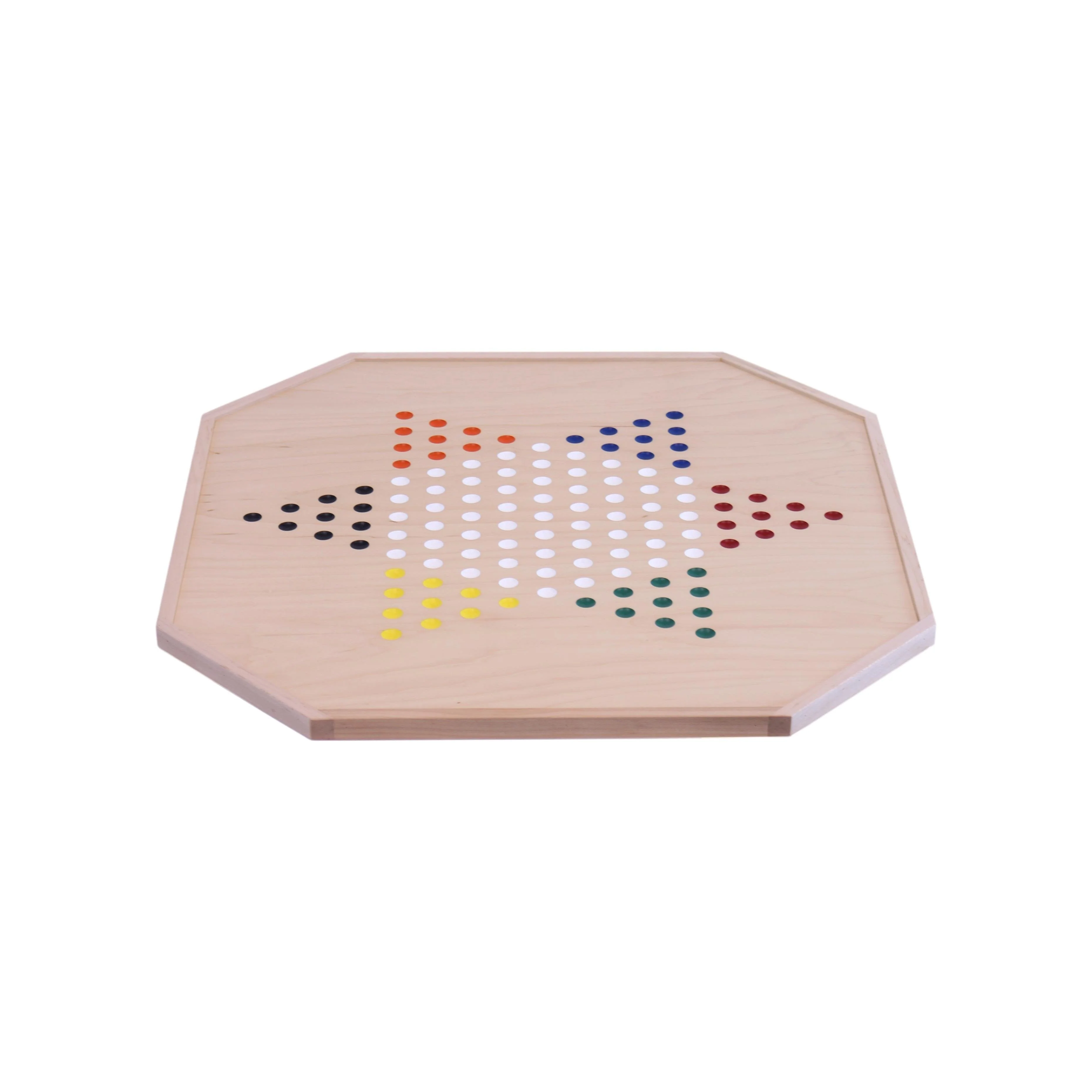 Aggravation and Chinese Checkers Combo Game Board Set - 25" Wide - Maple Wood - with Large 1" Marbles and Dice - Image 4