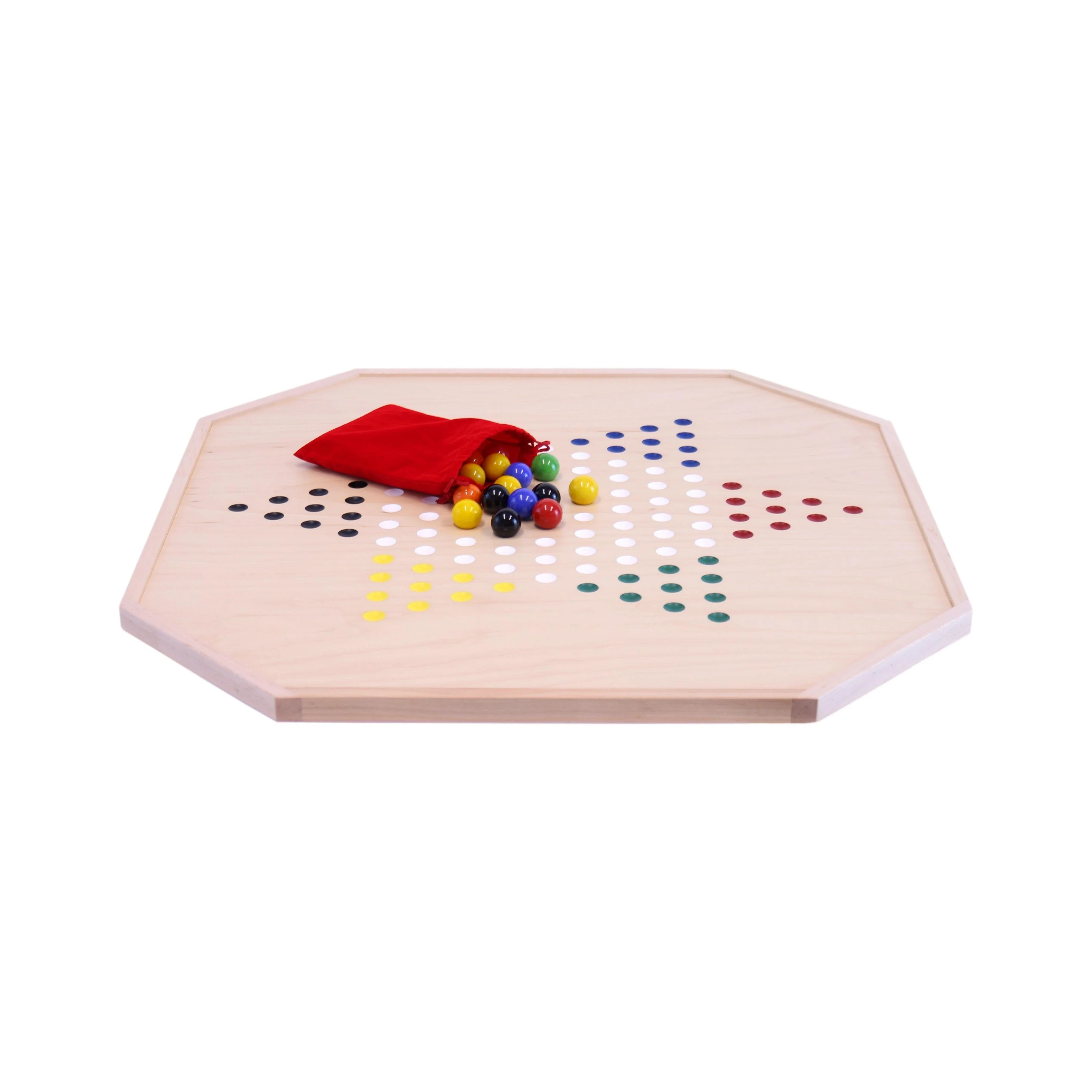 Aggravation and Chinese Checkers Combo Game Board Set - 25" Wide - Maple Wood - with Large 1" Marbles and Dice - Image 5