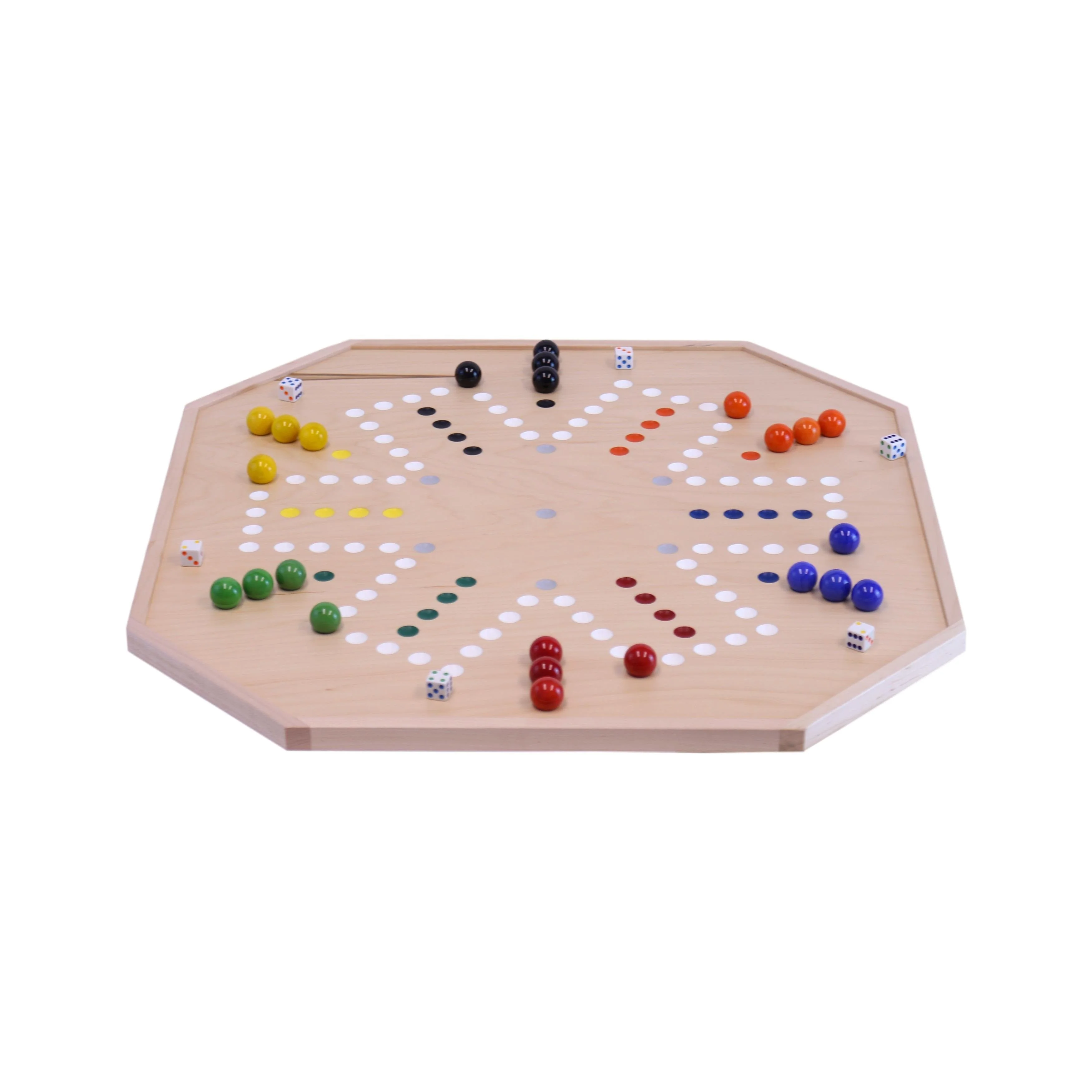 Aggravation and Chinese Checkers Combo Game Board Set - 25" Wide - Maple Wood - with Large 1" Marbles and Dice - Image 6