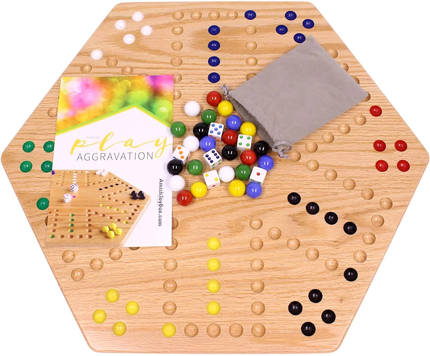 Aggravation Wahoo Marble Board Game, Double-Sided, Hand Painted - Image 15