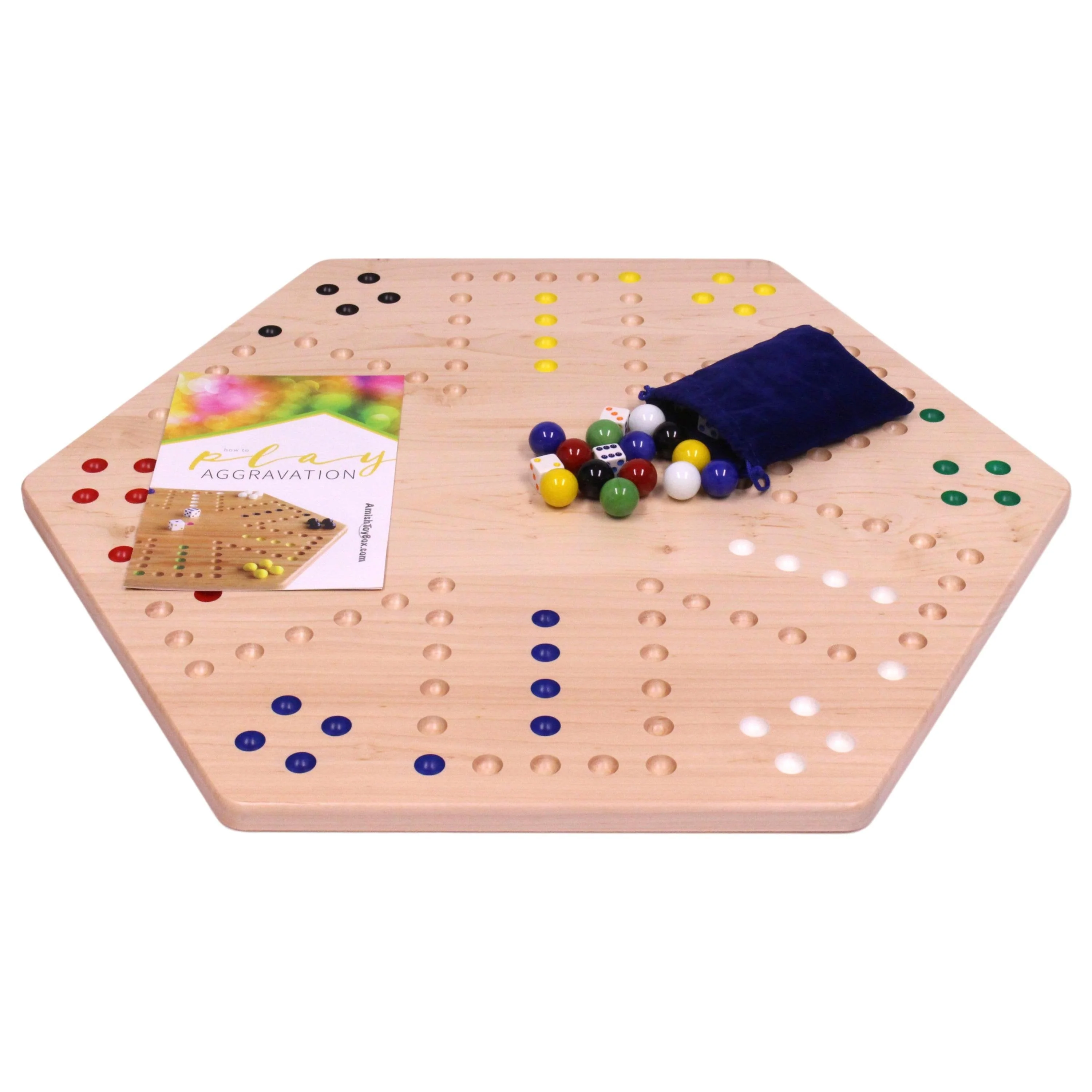 Aggravation Wahoo Marble Board Game, Double-Sided, Hand Painted - Image 18