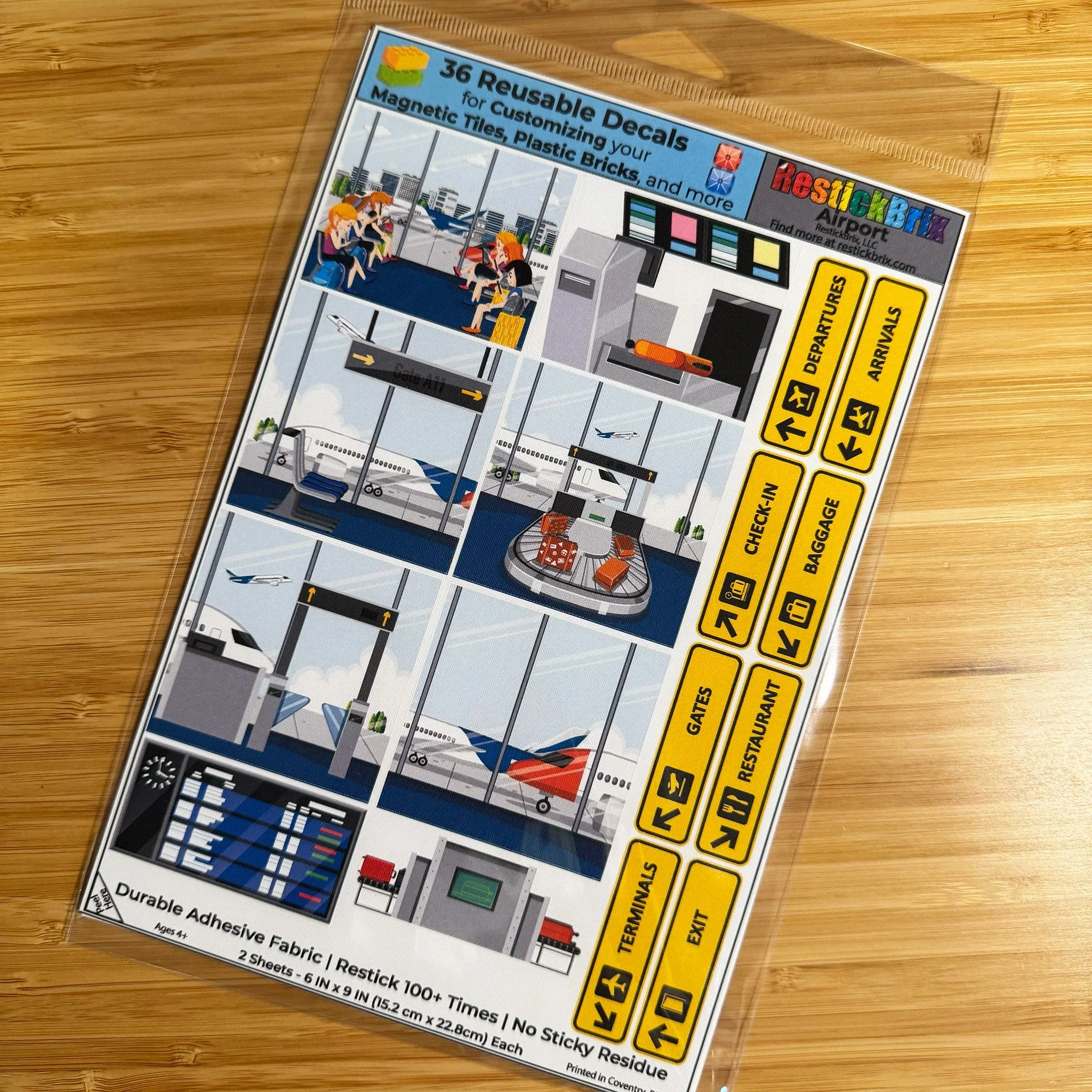 Airport: Reusable Decals for Customizing Magnetic Tiles, Plastic Bricks, and more - Image 2