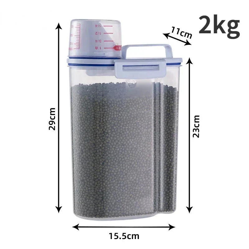 Airtight Pet Food Storage Container with Measuring Cup – 1.5kg/2kg Plastic Dog & Cat Food Pail, Moisture-Proof Sealed Jar - Image 7