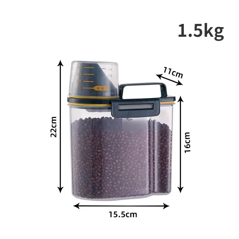 Airtight Pet Food Storage Container with Measuring Cup – 1.5kg/2kg Plastic Dog & Cat Food Pail, Moisture-Proof Sealed Jar - Image 9