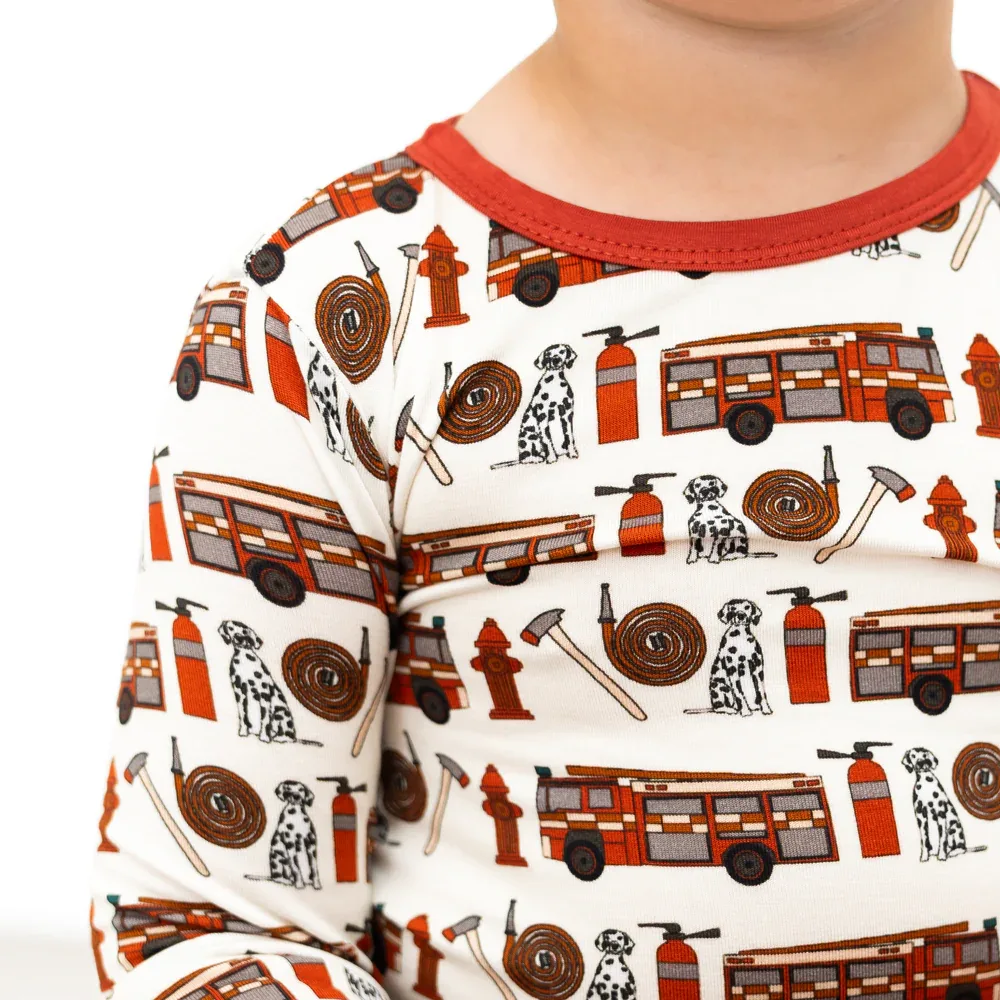Alcaous Fire Trucks Bamboo 2-Piece Long Sleeve Set - Image 3