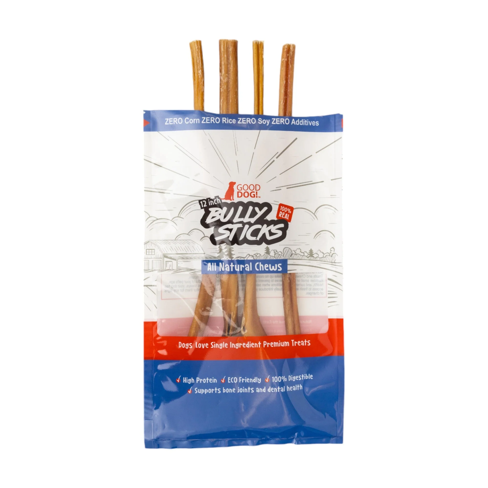 All-Natural Beef Bully Stick Dog Treats – Nutrient-Rich, and High-Protein – 12-Inch Standard (4-Pack) - Image 2